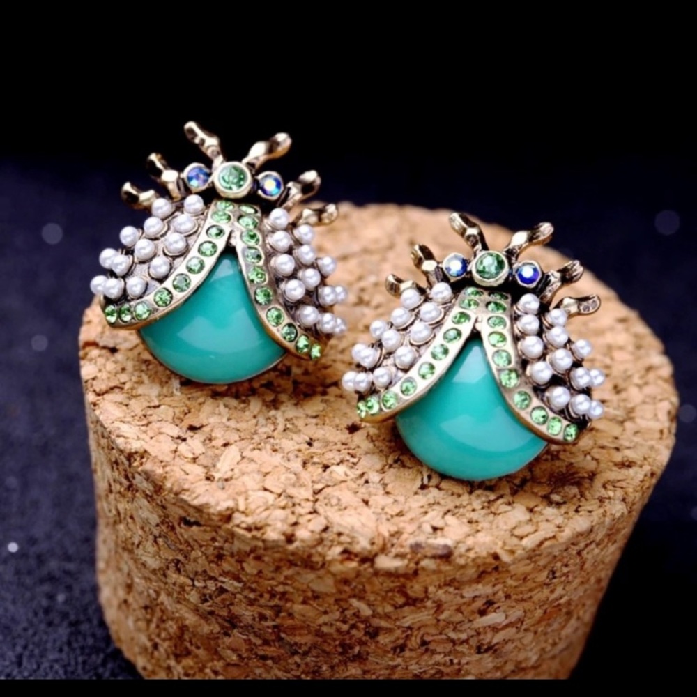 Jeweled Beetle Earrings